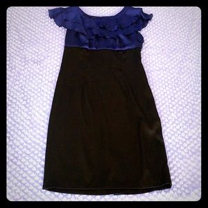 AB Studio Navy Blue/ Black Ruffle Bodice Dress